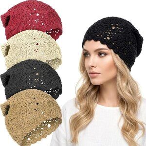 4 Piece Crocheted Slouchy Beanies